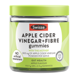 【因天气原因液体侧漏无法理赔】Swisse Apple Cider Vinegar+Fibre Gummies 苹果醋纤维软糖 45粒 保质期2027.5